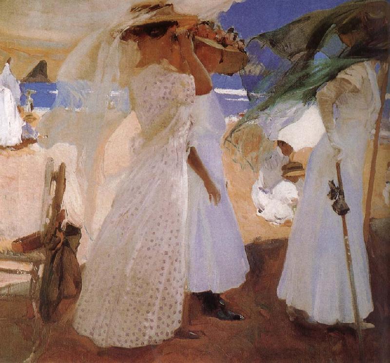 Joaquin Sorolla On the beach oil painting image